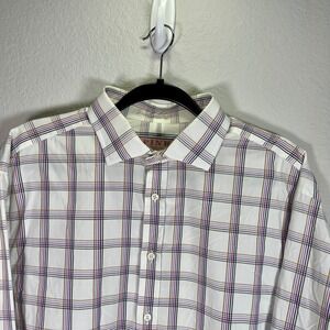 Thomas PINK London Plaid Dress Shirt Superfine Two Fold Button‎ Down Career 17.5